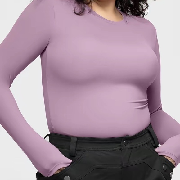 PUMIEY Mauve Long Sleeve Crew Neck Slim Fit Double Layer Compression Top, XL - Picture 3 of 3